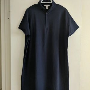 Joan Vass m/l navy cotton dress